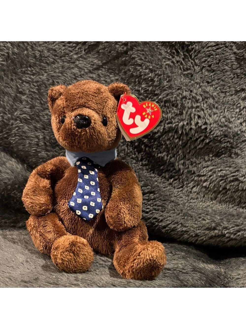 Ty Plush Bear with Polka Dot Tie- Hero